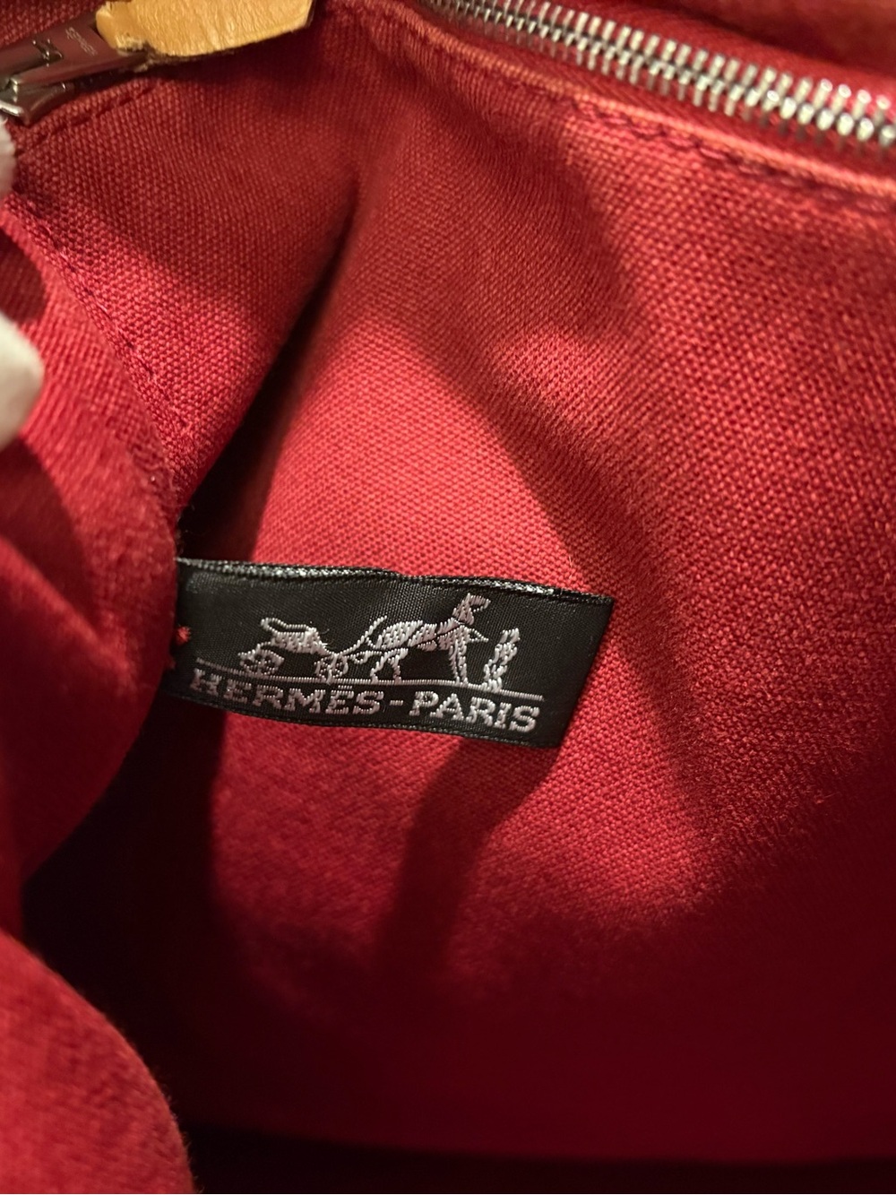 Hermès Fourre-Tout Canvas Large Tote Bag Red brown stripe COA - Picture 11 of 13